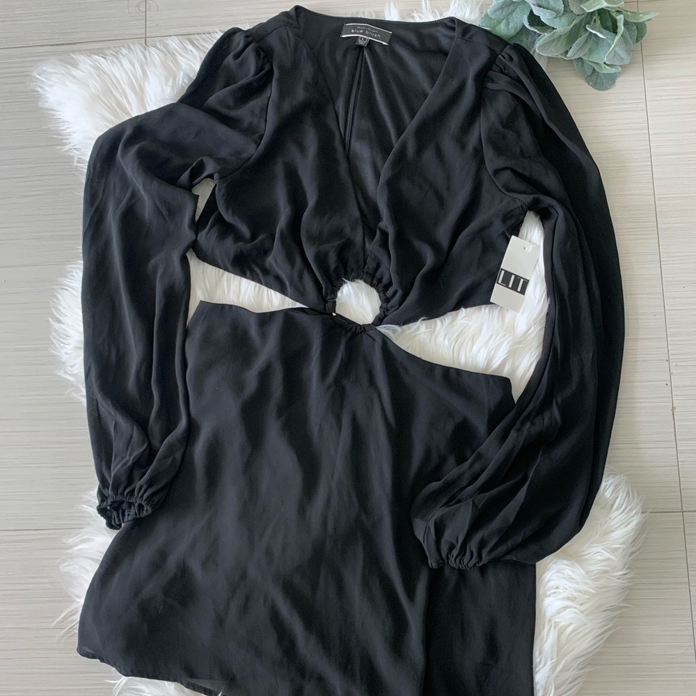 NWT O-Ring Black Cut Out Mini Dress